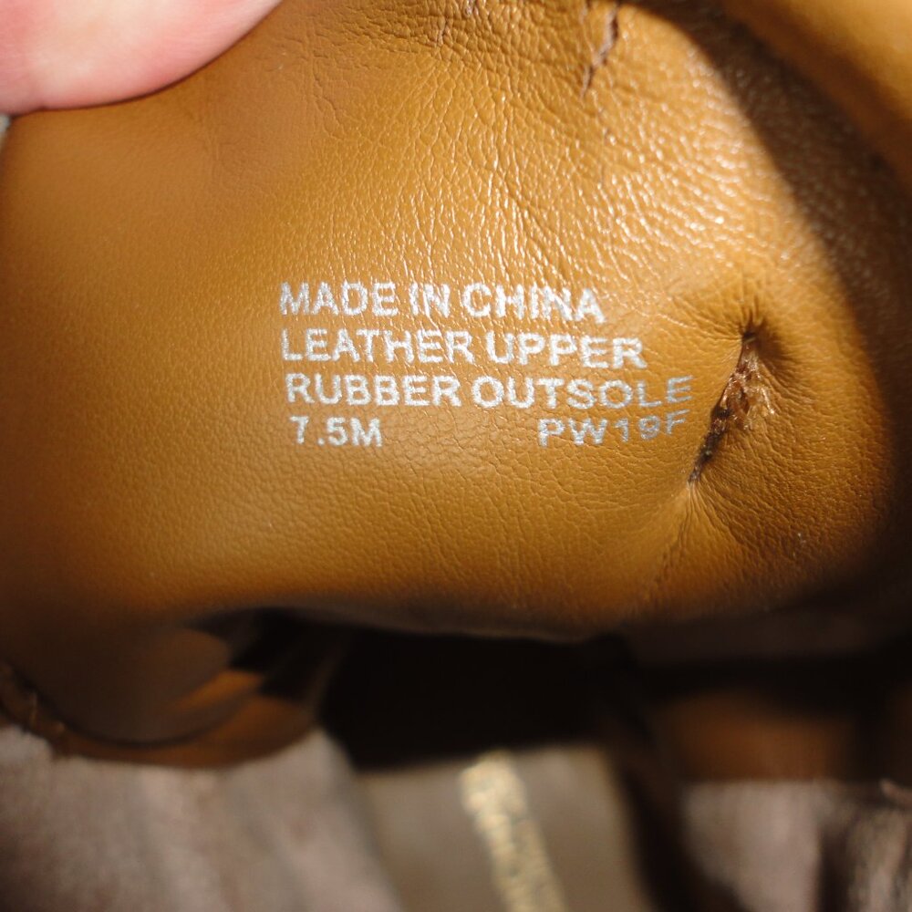 MICHAEL KORS "Khloe" Brown Suede Chunky Combat Boots with Gold Trim Size 7.5 - Picture 9 of 9